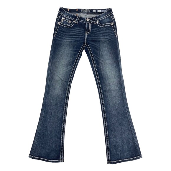 Miss Me Signature Women's Mid Rise Boot Cut Floral Embroidered Jeans Size 28 - Picture 1 of 5